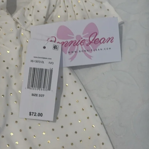 Bonnie Jean Holiday Foiled Dot Knot Dress. 2T - Picture 6 of 11